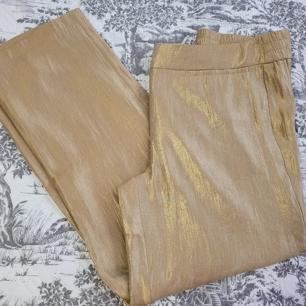 Chico's Shiny Gold Lined Rayon/Poly Blend Pants Chico's Size 1 (8/M)